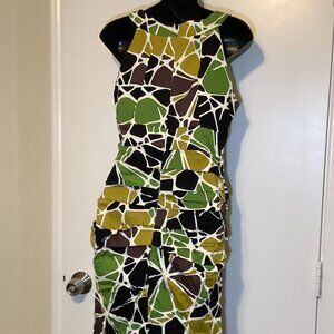 Jax Graphic Green Casual Dress with Pleats